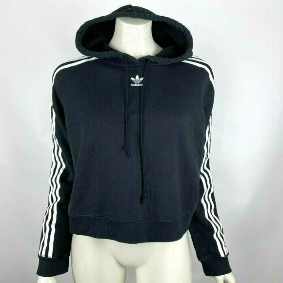 ADIDAS‎ Originals Cropped Hoodie Jacket Sweatshirt Cotton Long Sleeve Women M - Picture 1 of 11